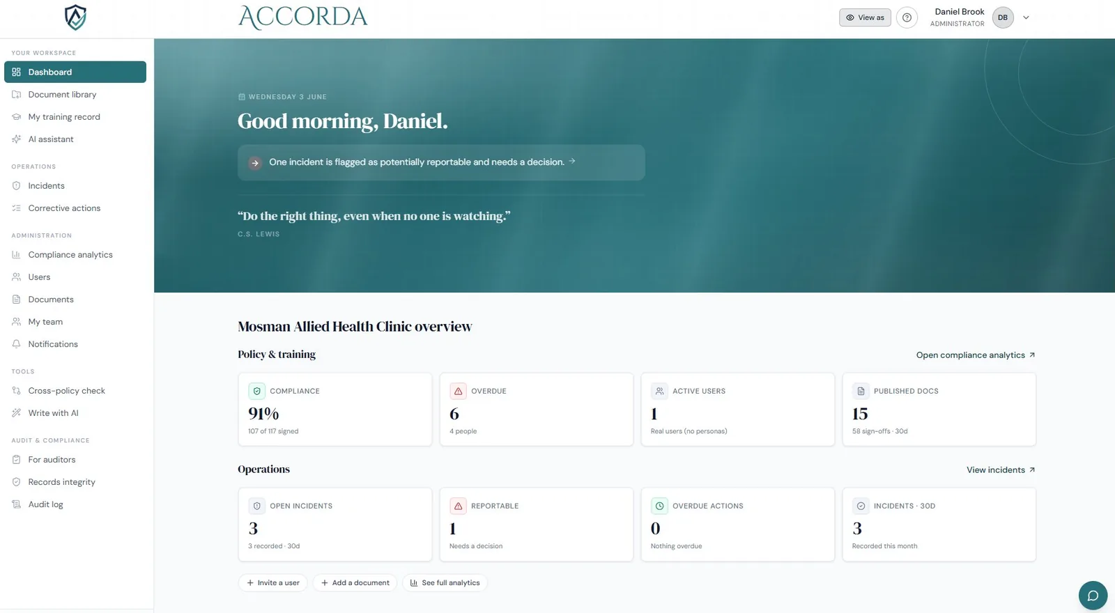 Your whole clinic at a glance